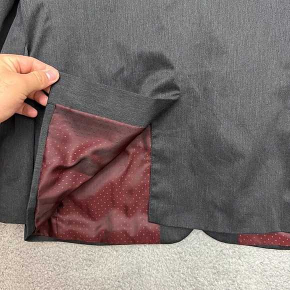 Express Blazer Mens 42R Gray Excellent Slim Fit Two Button Notched Suit Jacket - Picture 8 of 15